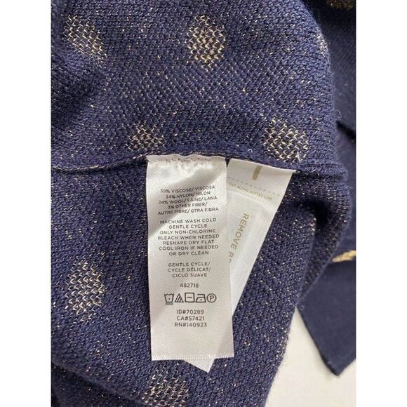 LOFT Blue Gold Crew Neck‎ Wool Blend Sweater XS - Picture 4 of 6